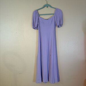 Wayf Light Purple Puff Sleeve Midi Dress XS